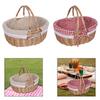 Picnic Basket with Lid Lightweight Handwoven Storage Basket Handmade Woven Basket Storage Bin for Park Chips Vegetables Fruits
