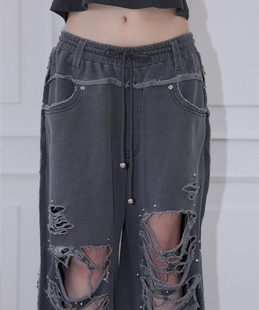 Спортивные штаны Chelikwili Damage Stud Jogger Pt - Стирка Уголь