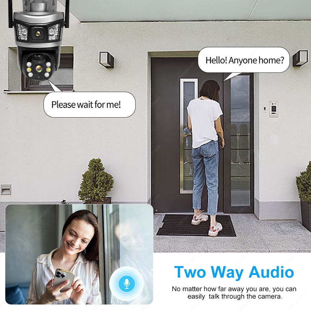 12MP 6K WiFi Solar Outdoor Wireless Lens Dual Screen PTZ Security Camera Auto Tracking Smart CCTV Video Surveillance