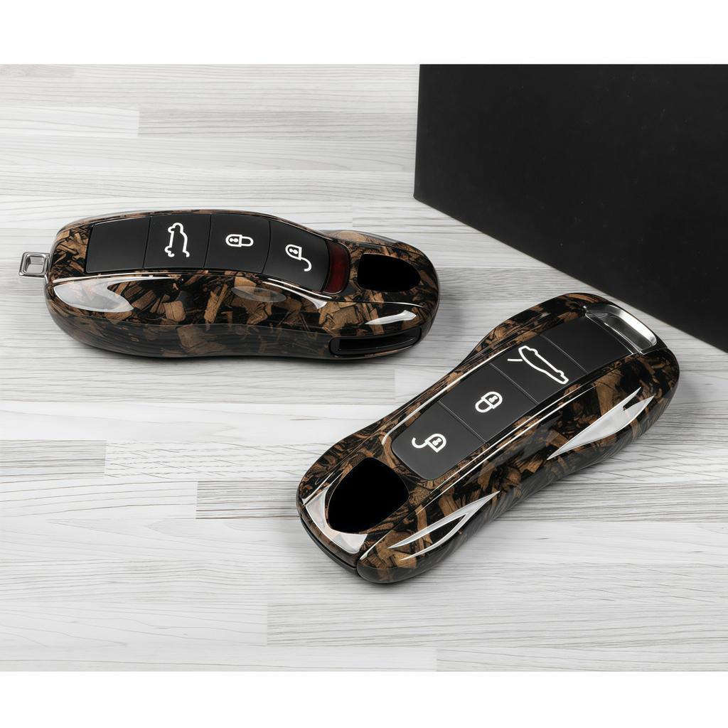 NZNQ9 Car Key Modification Protective Case Suitable for All Porsche Models, Wood Grain Key Shell, Key Shell Protective Cover