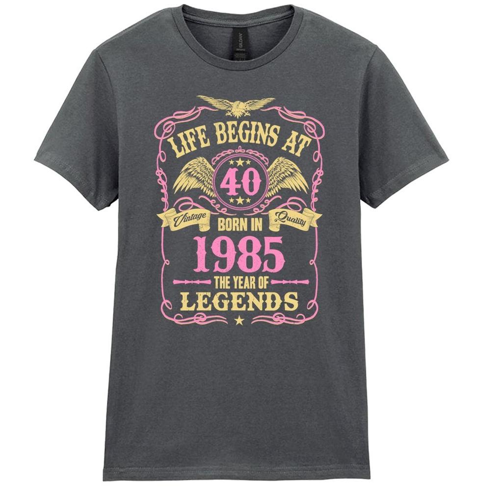 Life Begins At 40 Womens 40Th Birthday T-Shirt Born 1985 Ladies Gift Mothers Day