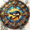 Eye of Horus Round Iron Artwork 7.8 Inch Decorative Wall Hanging for Home Cafe Bar, Religious Collection, Ideal Gift for Friends