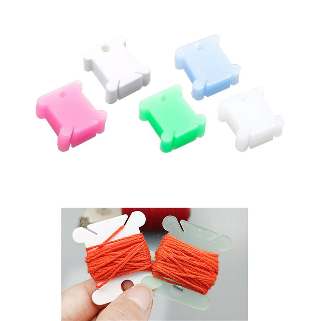 50 Pieces Plastic Floss Bobbins 1.37x1.49in Embroidery Thread Winder Plastic Thread Bobbin for Sewing Thread Storage