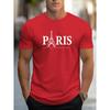 Мужская летняя футболка свободного размера из 100% чистого хлопка с принтом в виде букв PARIS, повседневная, удобная, с круглым вырезом и короткими рукавами