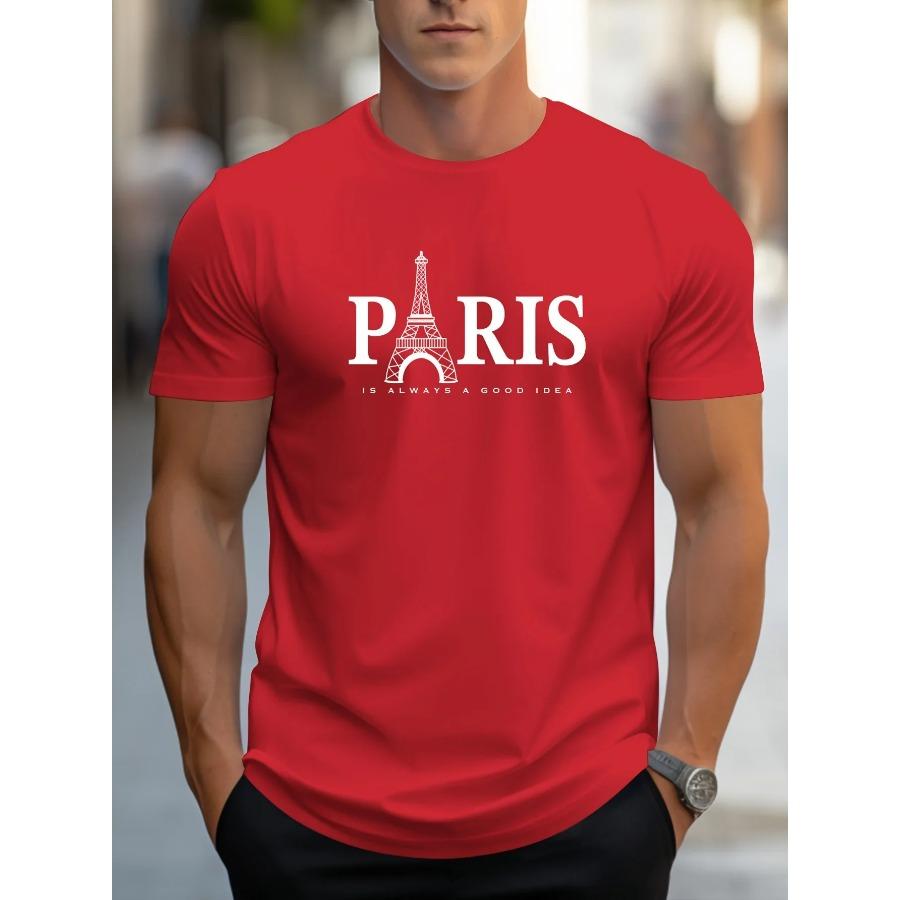 Мужская летняя футболка свободного размера из 100% чистого хлопка с принтом в виде букв PARIS, повседневная, удобная, с круглым вырезом и короткими рукавами