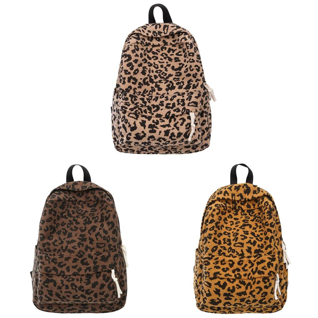 Urban Style Leopard Print Soft Backpack With Zipper Closure For Student And Travel