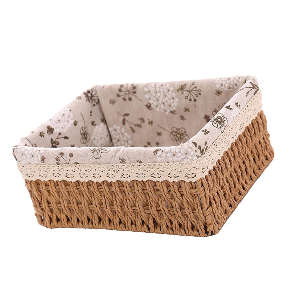 Плетеная корзина для хранения Сельское ткачество ткани Ручная работа Настольная корзина для хранения для организации полок Спальня Ванная комната
