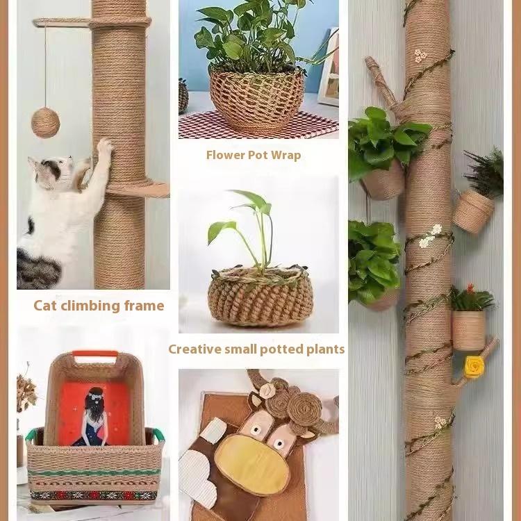Handmade Retro Eco-Friendly Hemp Rope Thick and Thin Braided Cat Scratching Decorative DIY Bundled Toy Home Decor