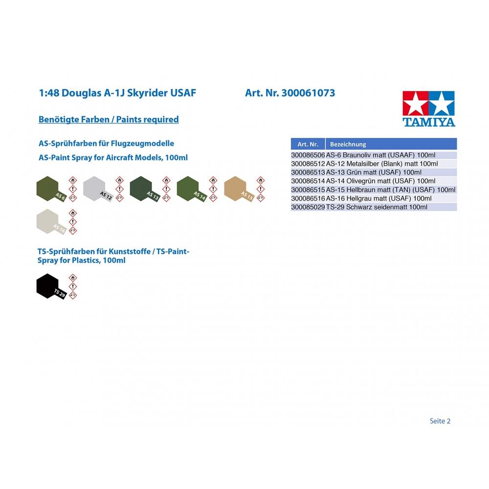 Tamiya 148 Masterpiece Series No.73 ВВС США Douglas A-1J Skyraider Пластиковая модель 61073