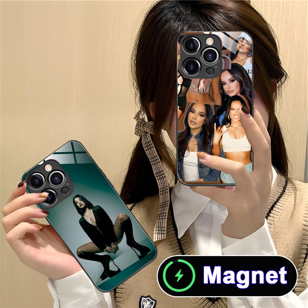 Модный чехол Becky G из стекла MagSafe для мобильного телефона iPhone 17 16 15 14 13 12 11 Air Pro Max Plus Mini Цветная накладка