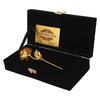 Golden Rose Flower with Golden Leaf and Black Velvet Box