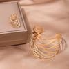 Elegant Open Bangle Ring Set Vintage Retro Jewelry Set Trendy Hollow Leaf Bangle  Special Occasions