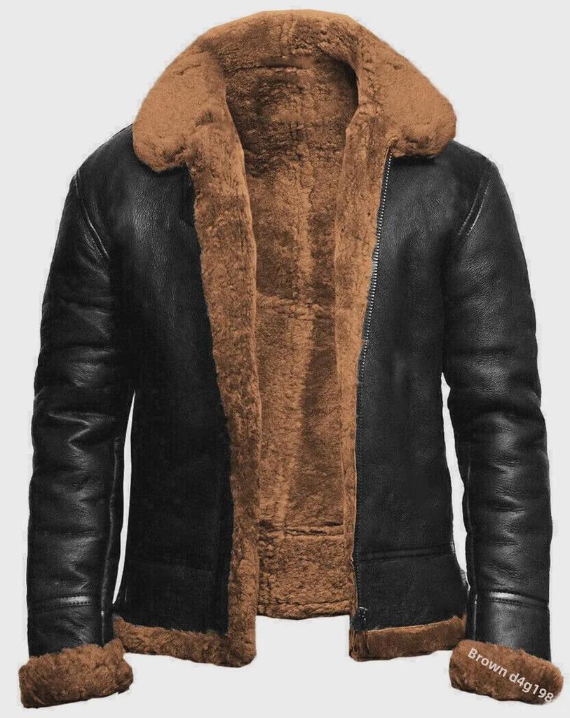 Мужская шуба средней длины: Европейский и американский уличный стиль, плотная искусственная кожа и бархат