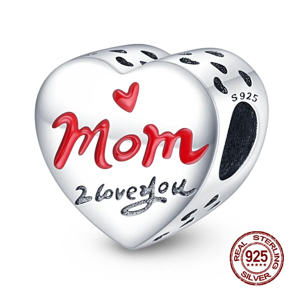 Медные Шармы в форме сердца для дочери и мамы, подходят для браслетов с диаметром отверстия 4 мм, изысканные украшения DIY на День матери в подарок