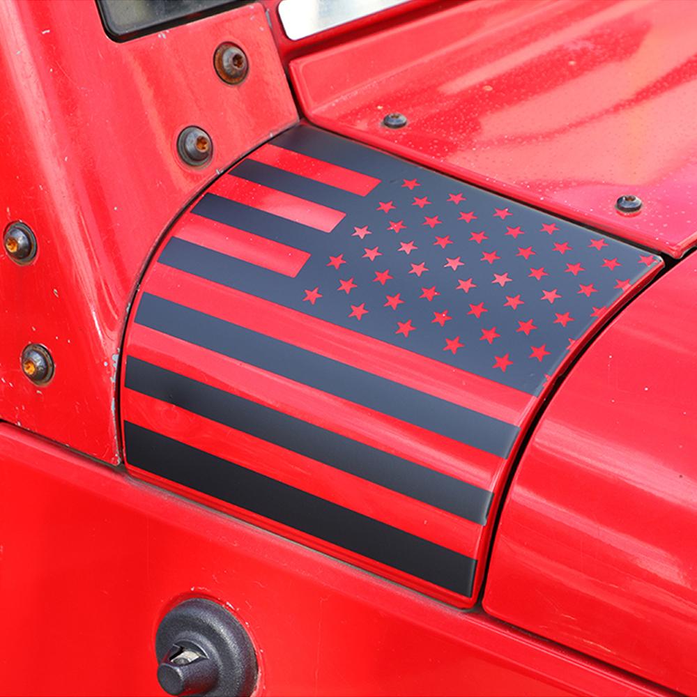 Наклейки-декораторы на угол защиты стойки А и капот для Jeep Wrangler JK 2007-2017, аксессуары для экстерьера