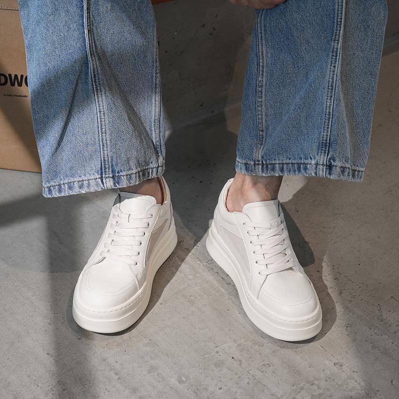 Модная мужская повседневная обувь из натуральной кожи, для отдыха, ходьбы, скейтбординга, на толстой подошве, мужские кроссовки для улицы