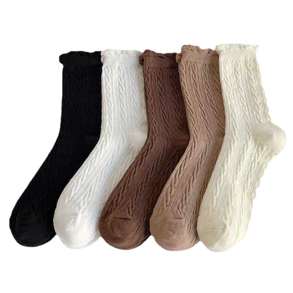 1/5 Pairs Lace Winter Thickened Wool Socks Warm Polycotton Snow Socks Soft Women's Floor Socks