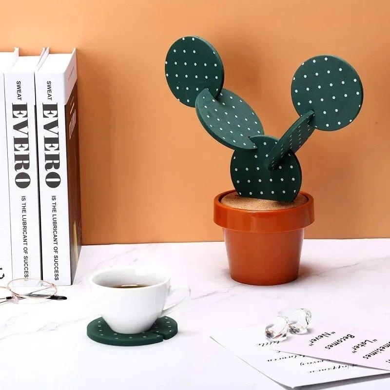 Nordic Style Eva Cactus Cup Mat Home Dining Table Heat Insulation Mat Spot Pattern Tableware