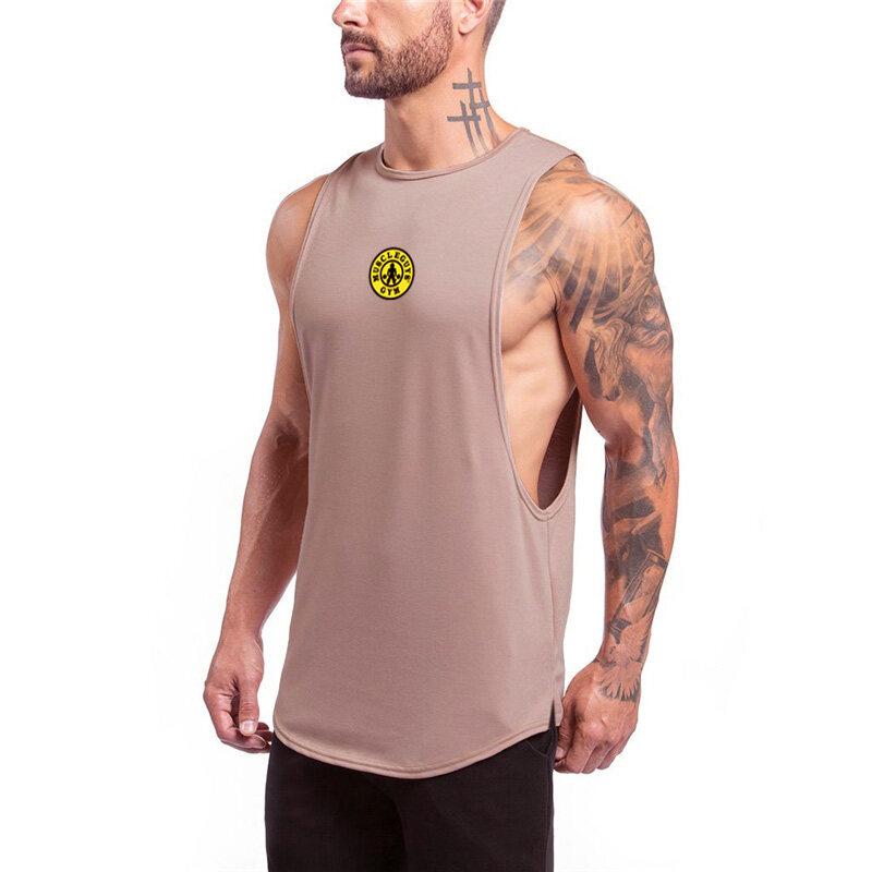 Muscleguys Майка для тренировок Мужская одежда для бодибилдинга Майки для тренировок для мышц Хлопковая майка с круглым вырезом без рукавов для мужчин