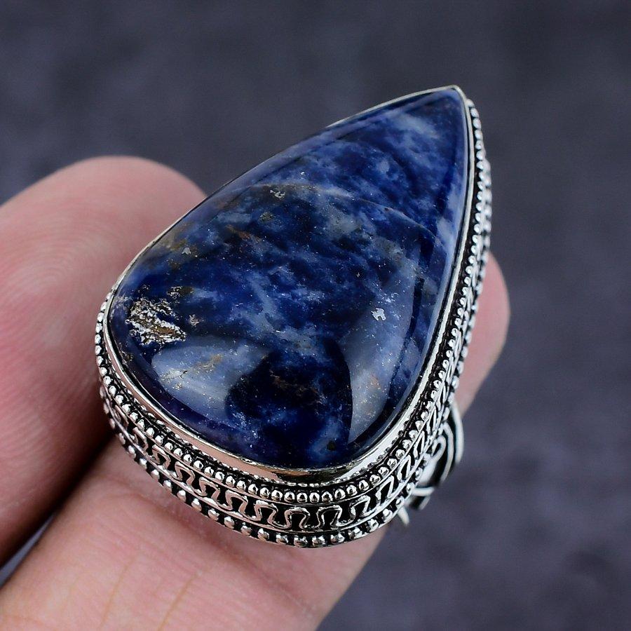 Sodalite Gemstone Handmade 925 Sterling Silver Gift Jewelry Ring Size 10 K1s02