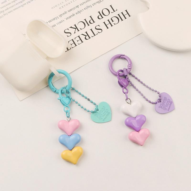 Lovely Adorable Heart Charm Key Chain Purse Pendant Handbag Backpack Keychain Decoration Girls Women Gift
