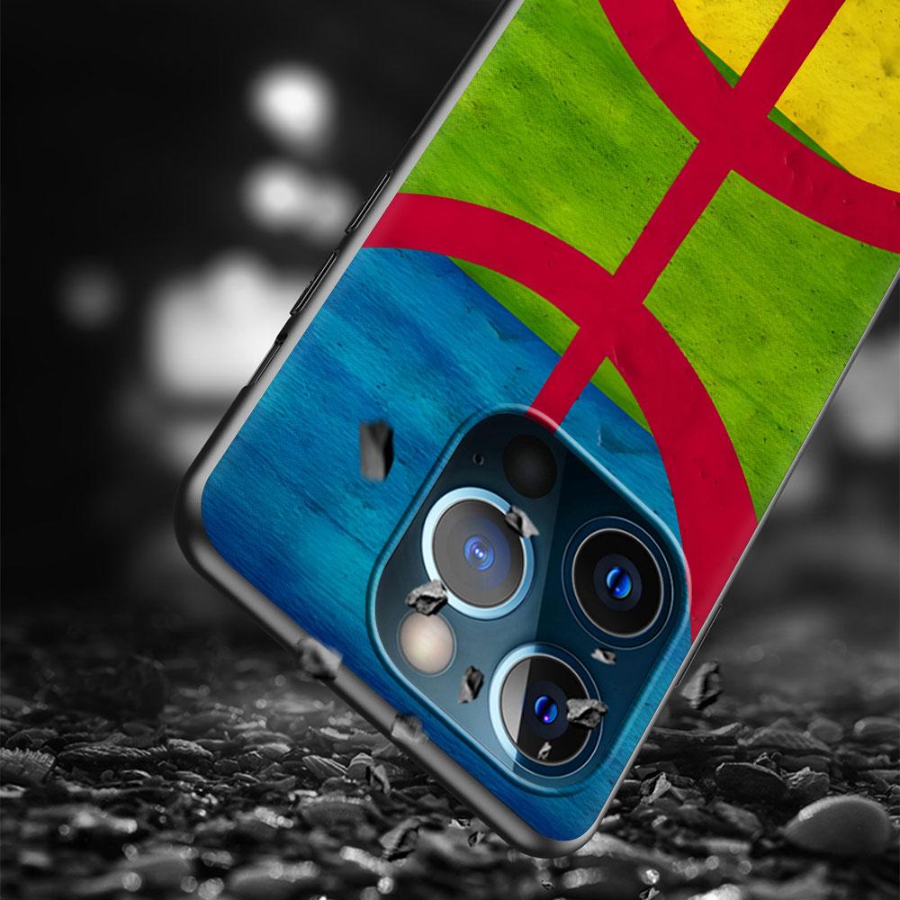 Amazigh Berber Flag Case for Apple iPhone 14 11 7 SE 2020 8 X XS 13 12 Mini XR 15 Pro Max Silicone Black Soft Phone Cover