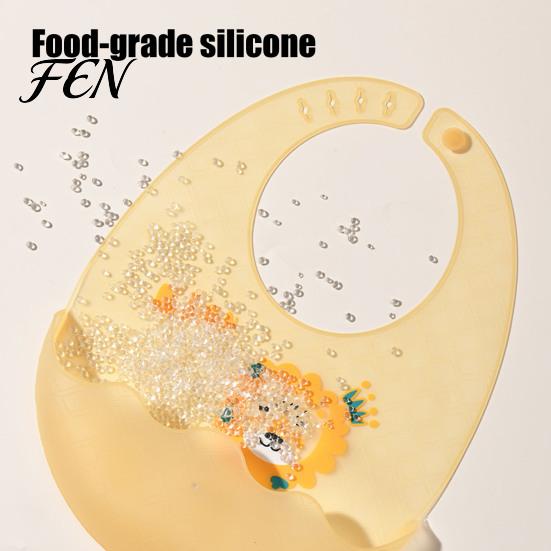 Babies Feeding Bib Silicone Baby with Food Catcher Pocket, Waterproof Lightweight Bibs Bib, Foldable Adjustable for Infant Toddler Supplies