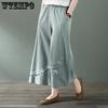 Летние новые хлопковые и конопляные шаровары женские свободные большие повседневные брюки тонкие клетчатые брюки девять четвертей