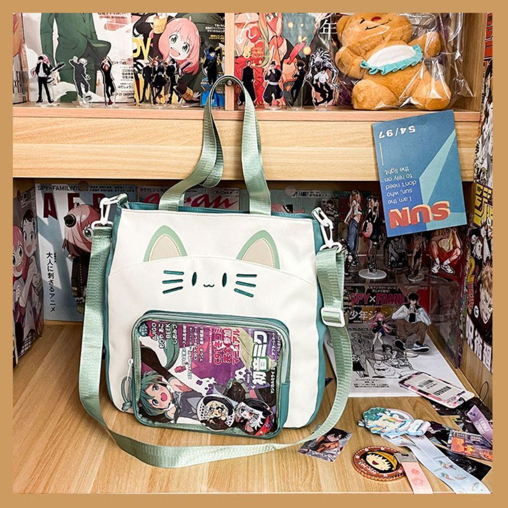 Nylon Transparent Pocket Zipper Bag Fashion Backpacks Pouch Bag Kawaii Cat Itabag  Children