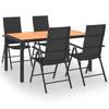 5 Piece Garden Dining Set in Black and Brown
