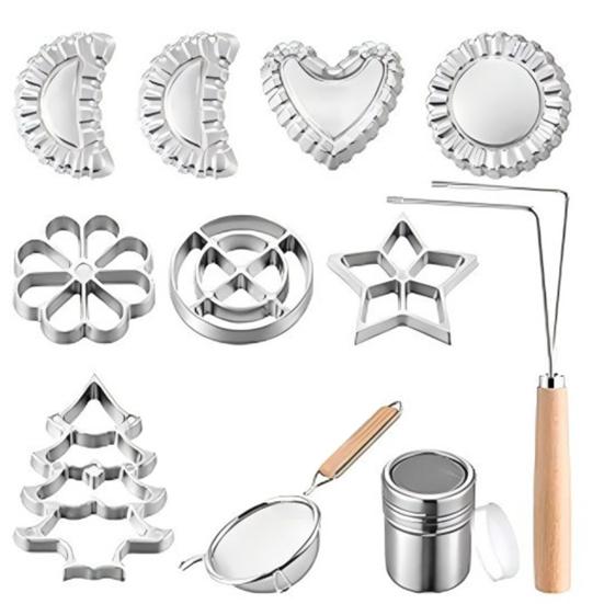 Frying Mold Set with Long Handle Non-Stick Shredded Carrot Shrimp Patty Spoon Waffle Cooking Stamp Cookie Press Mold Stainless Steel Kitchen Baking