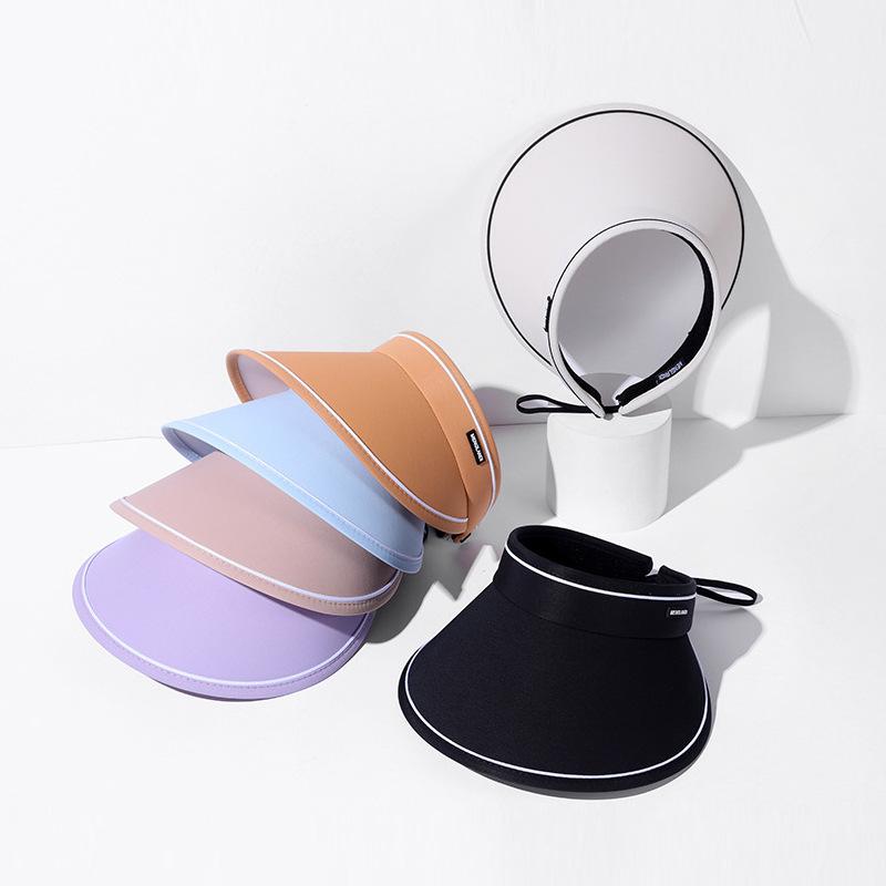 Women Summer Wide Brim Sun Hat Outdoor Ponytail Empty Top UV Protection Cap Female Lady Tour Beach Foldable Sunscreen Hats