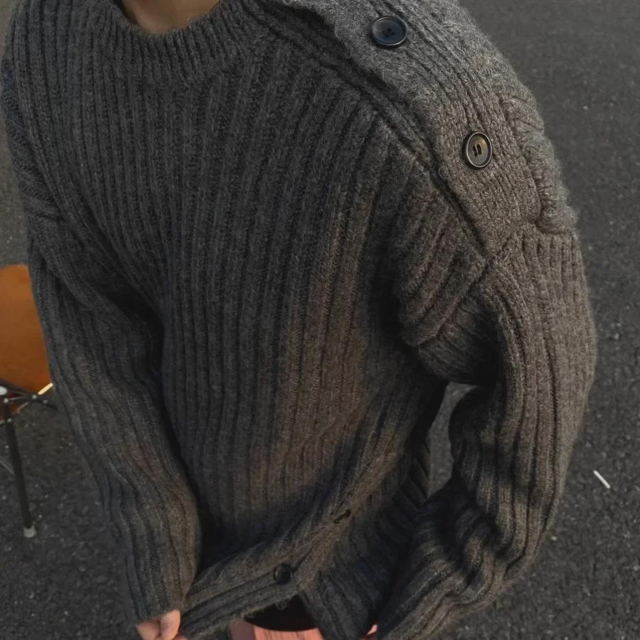 Boys' Korean Style Round Neck Knitted Sweater - Autumn/Winter Niche Design