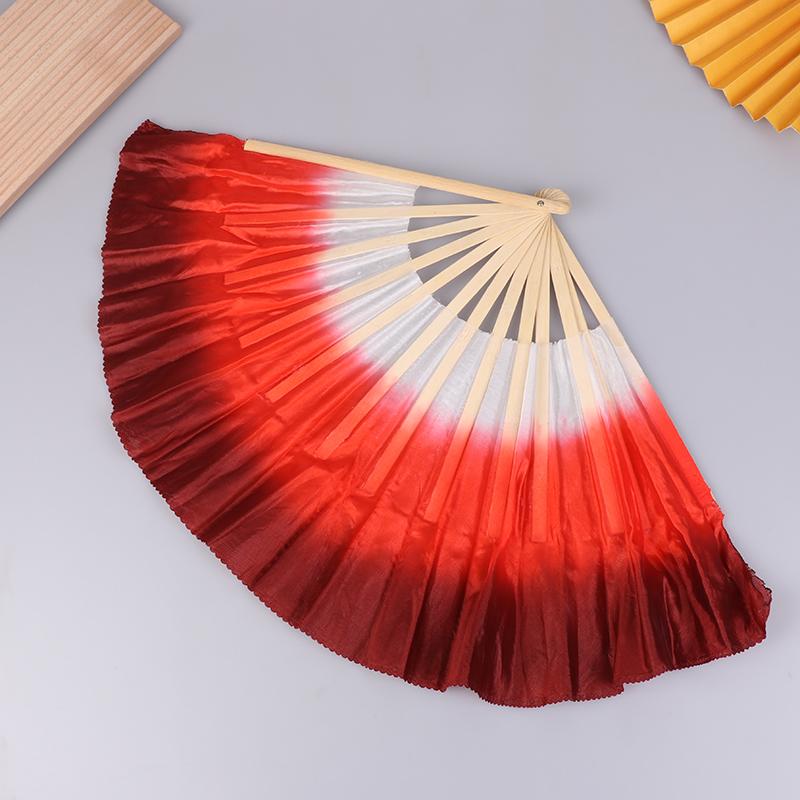 10-50Cm Length Adult Imitation Silk Dance Fan Double Sided Gradient Red Color Dancer Practice Dance Props Chinese Folk Dance Fan