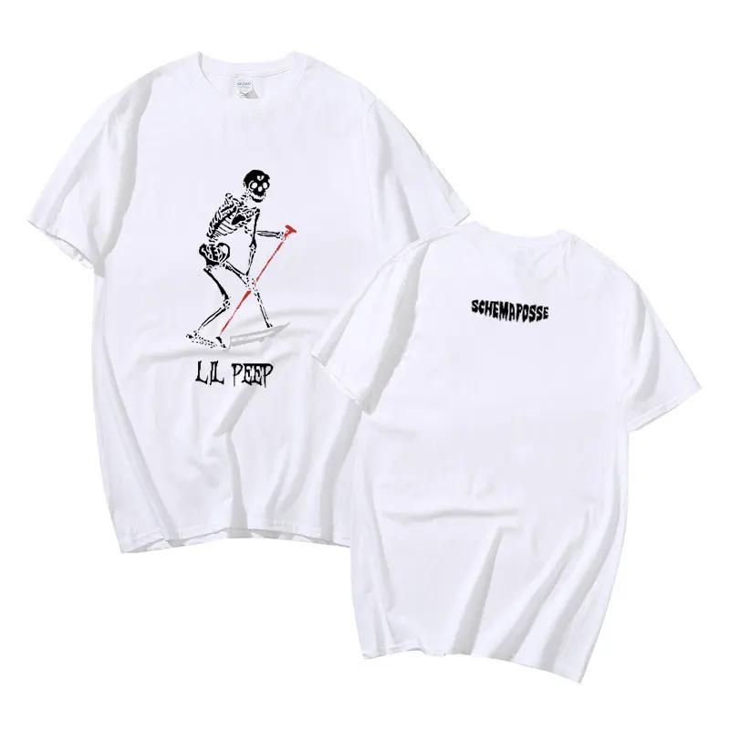 Лето 2025 Рэпер Lil Peep Cry Baby Ангелы Защити Меня Скелет Графический Мужчины Женщины Хип-Хоп 100% Чистый Хлопок Печатная Футболка Y2k