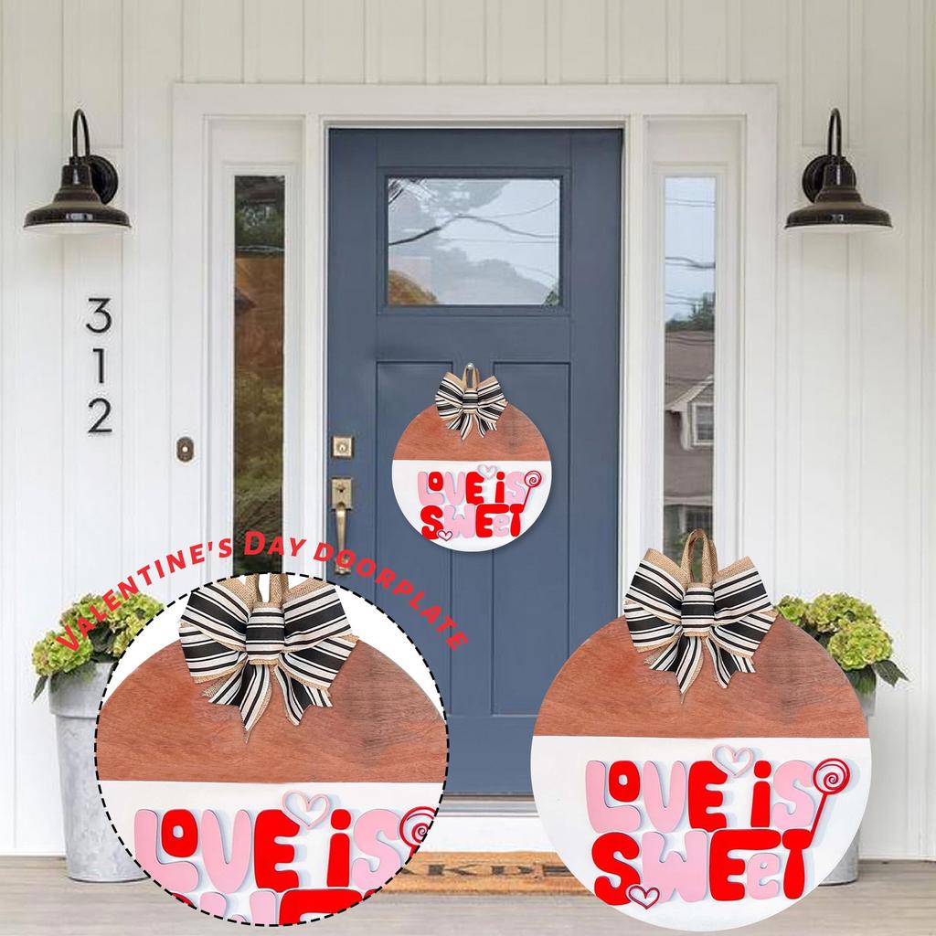 Valentine's Day Wooden Hanging Door Sign Decor, Heart Wedding Front Door Patio Gate Background Ornament