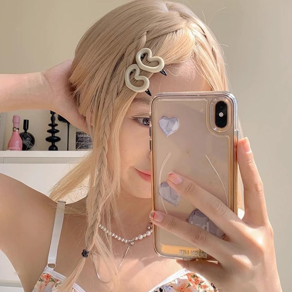 Super Cute Pink Beige Heart-shaped Pentagram Hair Clip Kawaii Korean Stars Hairpin Hairpin For B8B7
