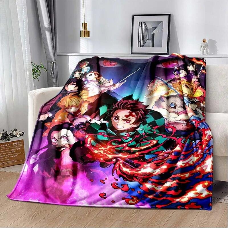 Модное одеяло Demon Slayer-легкое фланелевое покрывало для дивана и кровати, одеяло с цифровой печатью из мягкой фланелевой ткани с червями