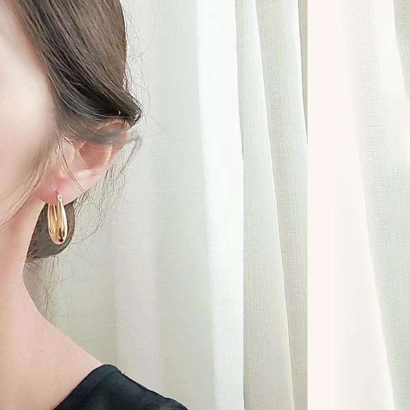BF CLUB 925 Sterling Silver Earrings For Women Trendy Simple Gold Earring Jewelry Prevent Allergy Party Accessories Gift