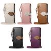 PU Leather Leaf Buckle Multi-function Wallet Case for OPPO/VIVO/Redmi/Google 3 Card Slots + Zip Coin Pocket + Stand & Detachable Long Shoulder Strap