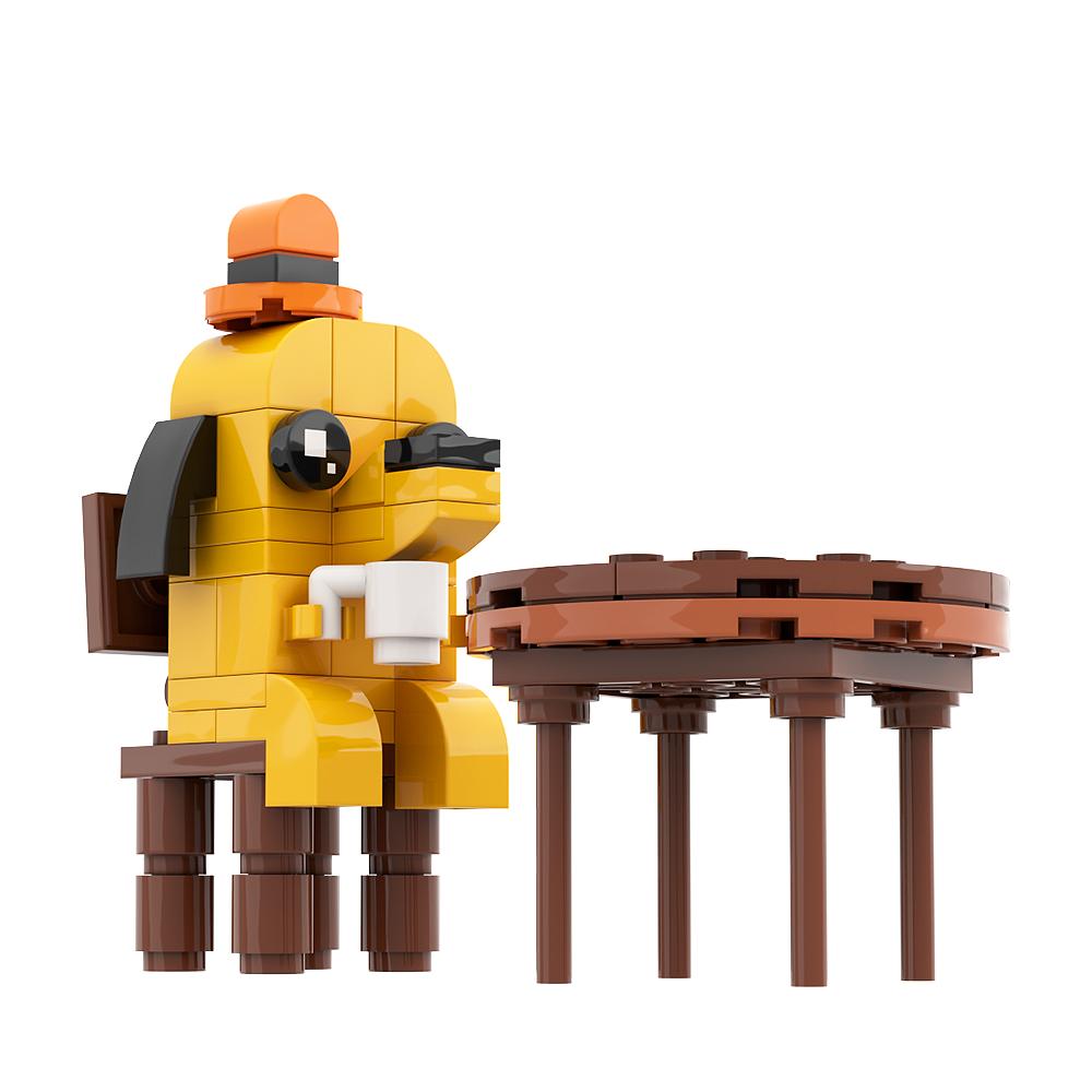 Gobricks MOC Мем This Is Fine Виньетка Набор кубиков Аниме Мультфильм Гончая Огненный Стул Комические Животные Креативность Подарок