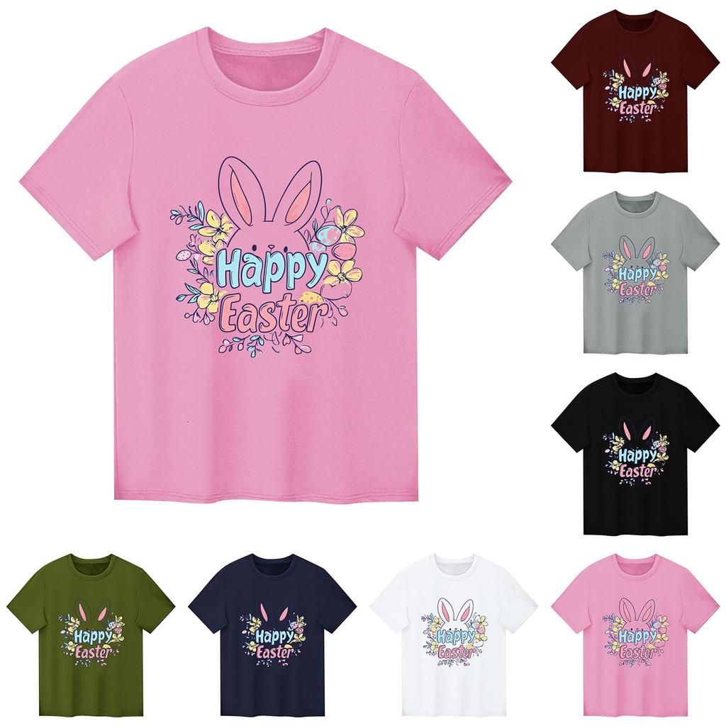 Children's Printed Short Sleeved Round Neck Casual Comfortable Loose Lightweight Top