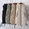 Winter Long Vest Women's Solid Hooded Pockets Zipper Padded Ladies Casual Sleeveless Jacket Warm Quilted Vest for Female