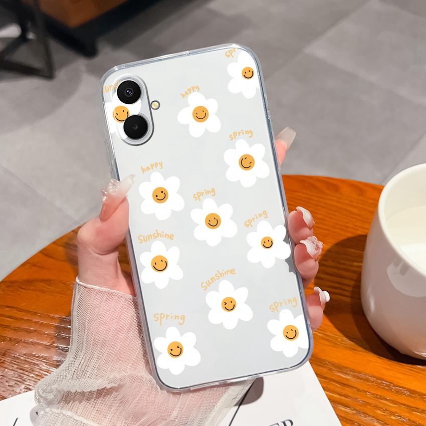 Для Samsung A07 A71 A17 A37 A53 A54 M36 F36 F56 Прозрачный Мягкий ТПУ Чехол для Телефона Летние Цветочные Узоры Мягкий Силиконовый Противоскользящий Чехол для Samsung