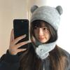 Bear wool hat female cute face small wool knitted hat warm ear protection Lei Feng hat wholesale