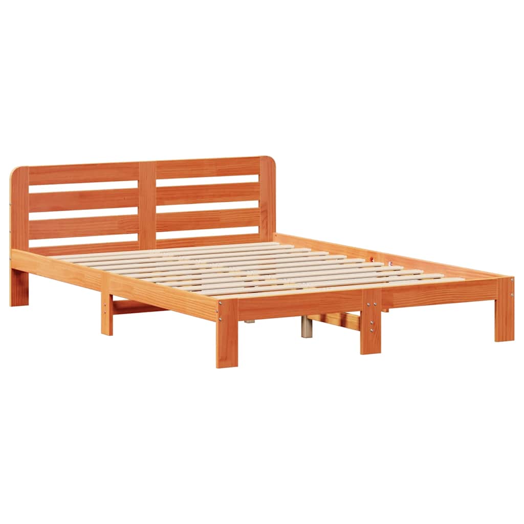 Solid Wood Bed without Mattress Wax Brown 150x200 cm Pine Wood
