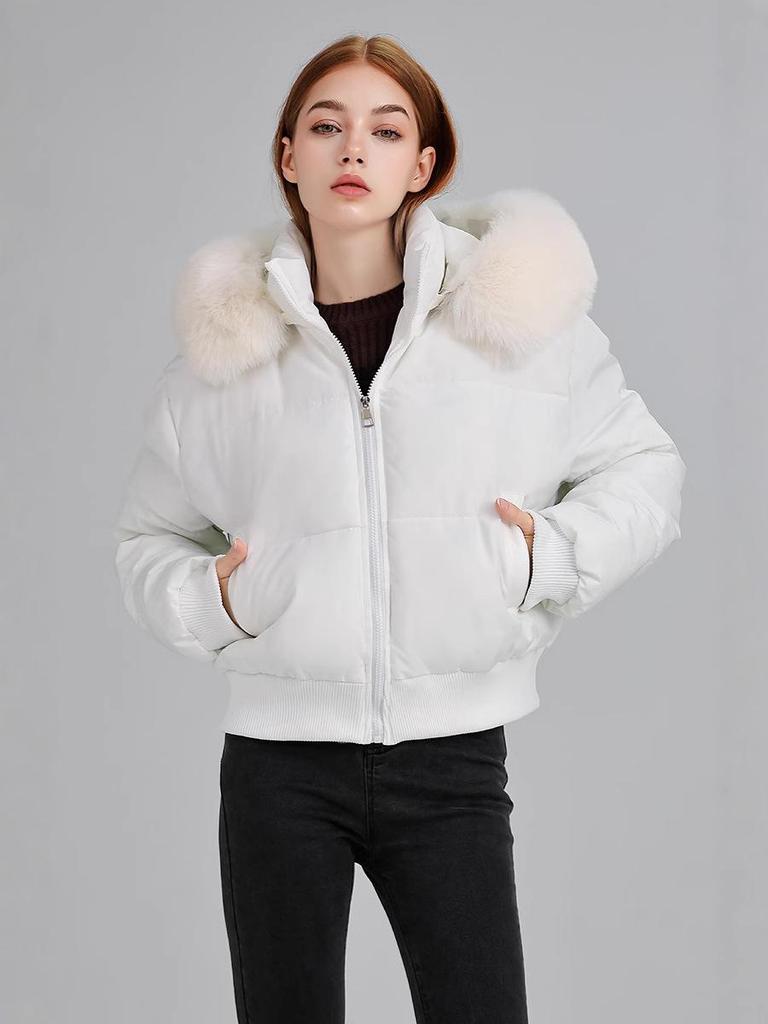 Женская зимняя мода 2025 года Короткая куртка с хлопковой подкладкой - Утепленное пальто с альтернативным пуху наполнителем