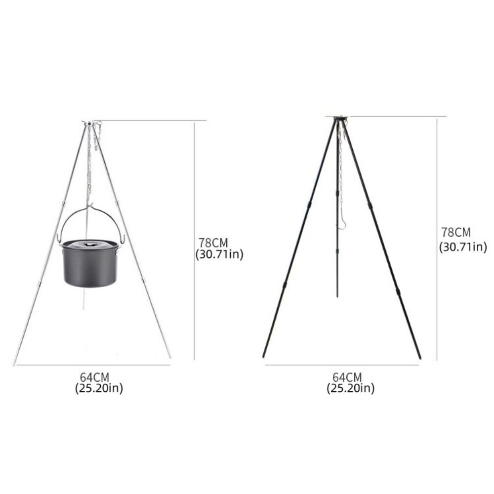 3 Section Camping Cooking Tripod Foldable Camping Kitchenware Tripod  Barbecue Grills