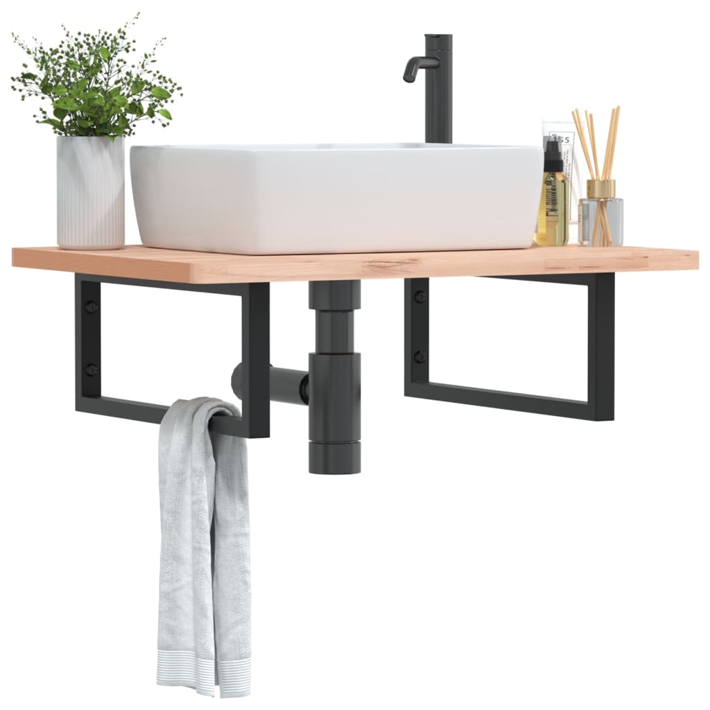 Washbasin Brackets 2 pcs Black Rectangular Steel