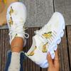 Fashion Women's Butterfly Print Knitted Sneakers Breathable Mesh Sports Shoes for Women 2024 New Lightweight Non Slip Platform Sneakers
